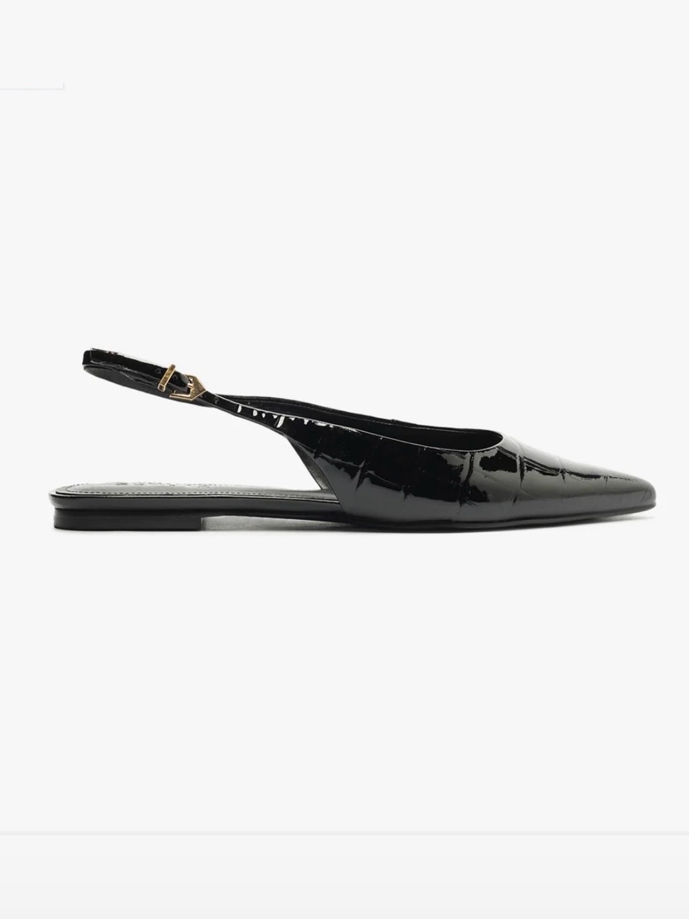 SCHUTZ Paola Leather Ballet Flat in Black/Croc, Size 7